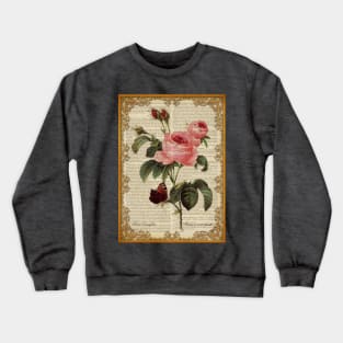 Botanical print, on old book page - Roses Crewneck Sweatshirt